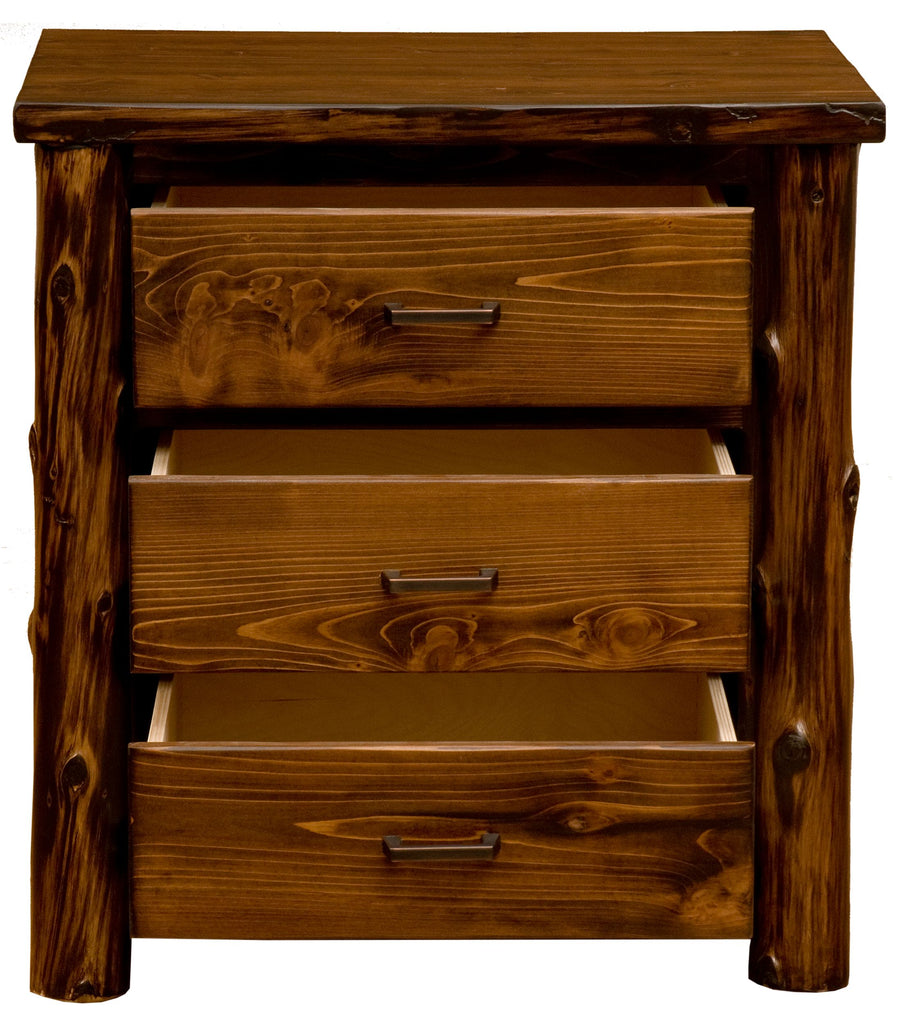 North Woods Rustic 3 Drawer Nightstand - American Made Cedar Log Furniture - Your Western Decor