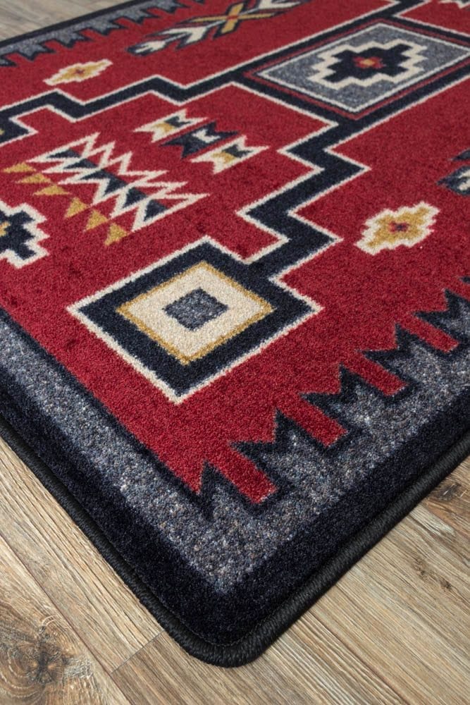 Old Crow Red Oversized Area Rug Corner Detail - Made in the USA - Your Western Decor