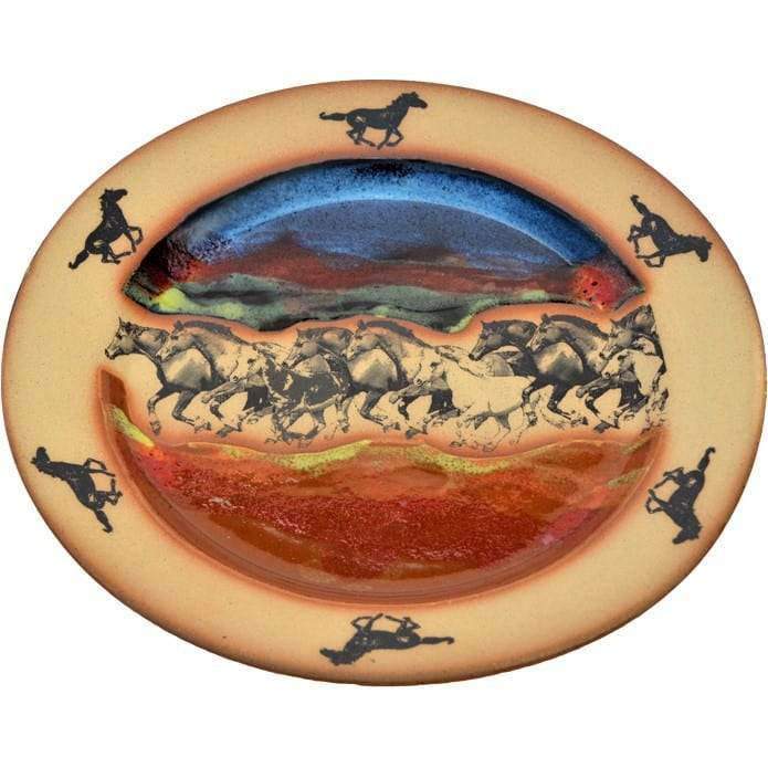 Wild horses handmade pottery dinner plates - Made in the USA - Your Western Decor
