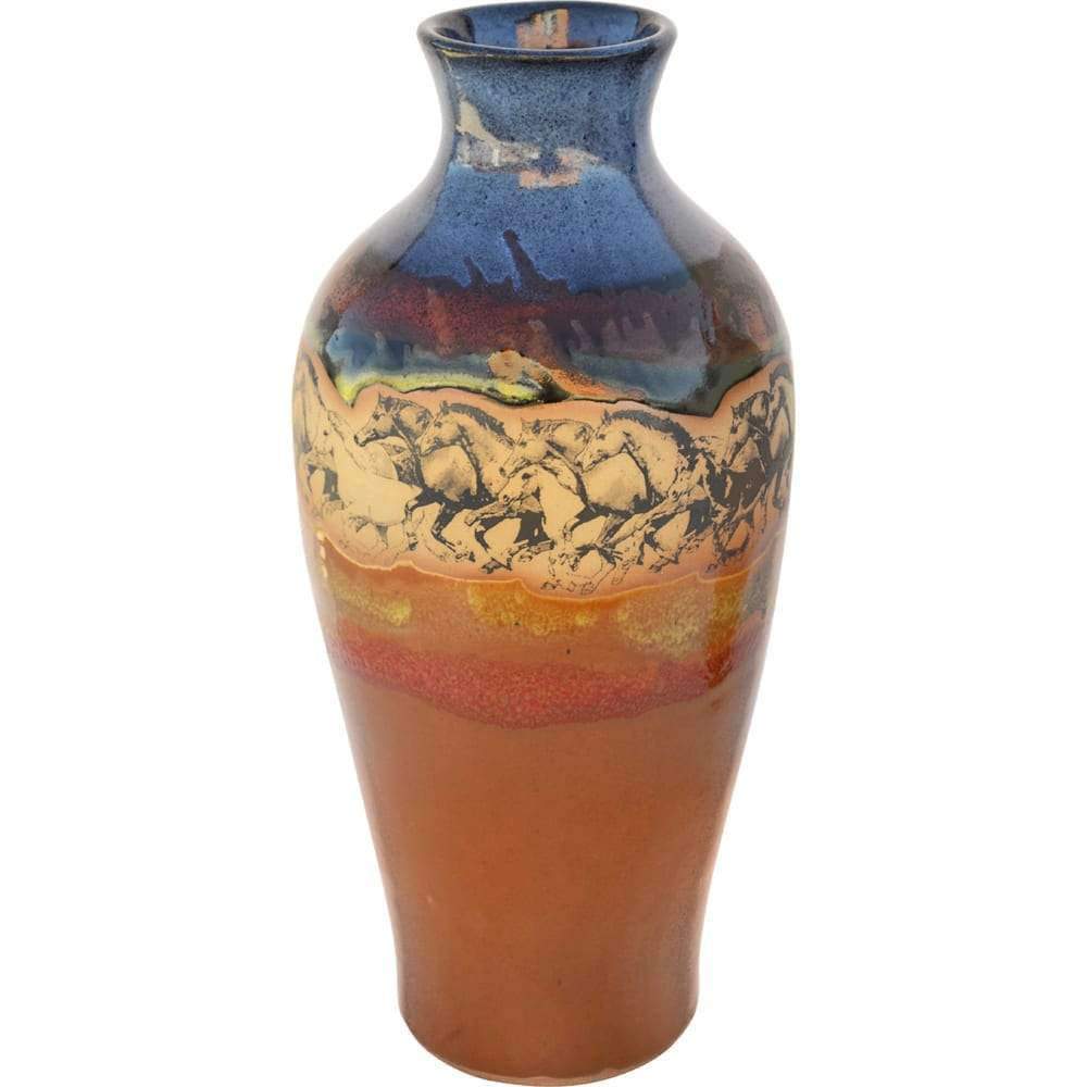 Open Range Horses Tall Pottery Vase - Your Western Decor