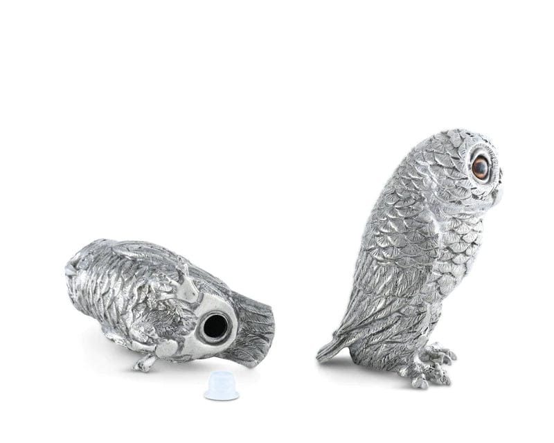 Pewter Curious Owls Salt & Pepper Shakers Detail - Your Western Decor
