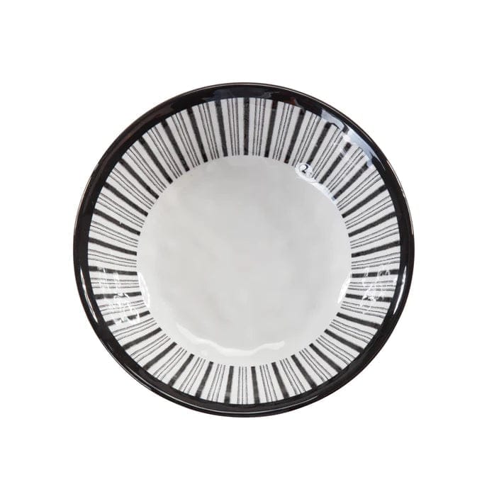 Paseo Ranch Melamine Cereal Bowl with black white stripe rim - Your Western Decor
