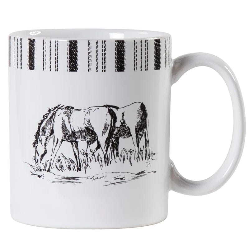 Paseo Ranch Grazing Horses Coffee Mugs in black and white - Your Western Decor