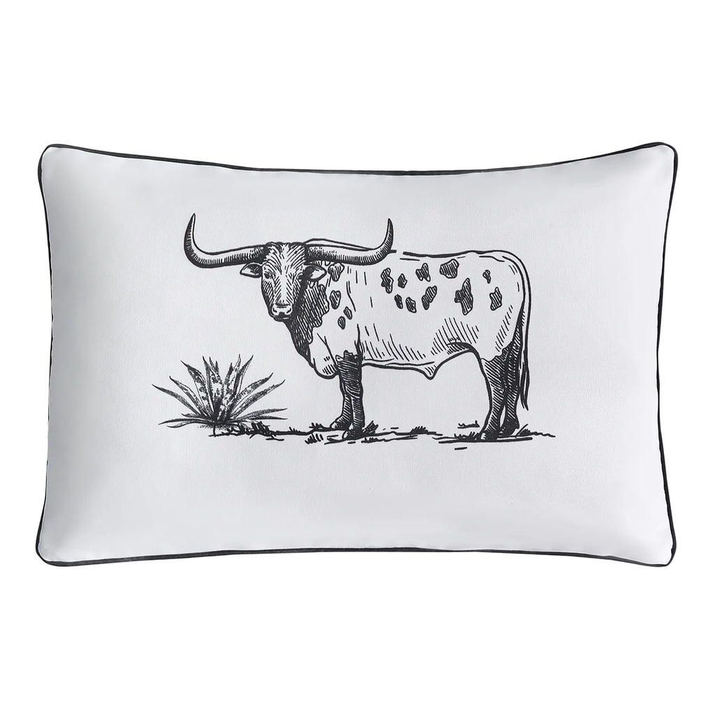 Paseo Ranch Indoor Outdoor Longhorn Western Throw Pillow - Your Western Decor