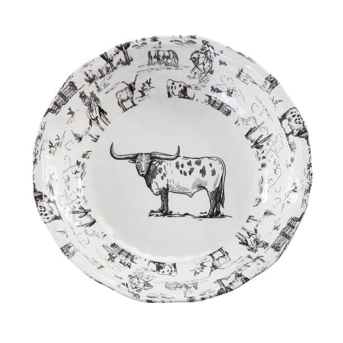 Paseo Ranch Melamine Serving Bowl with longhorn steer - Your Western Decor