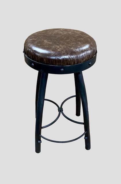 Peak 9 Iron & Leather Backless Bar Stools - Custom made to order in the USA - Your Western Decor