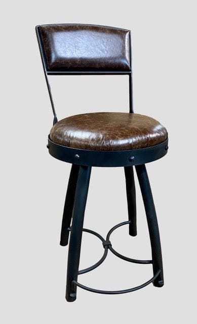 Peak 9 Iron & Leather Bar Stools - Custom made to order in the USA - Your Western Decor