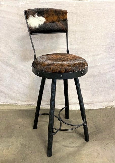 Peak 9 Iron & Cowhide Bar Stools - Custom made to order in the USA - Your Western Decor