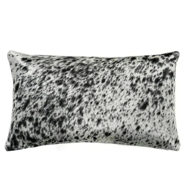 Black and white peppered cowhide throw pillow 22x13 - Your Western Decor