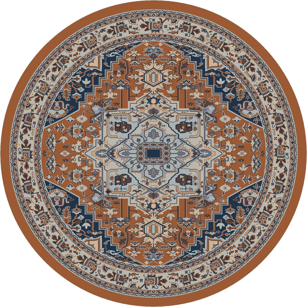 Persia Blue Caramel 8' Round Area Rug - Made in the USA - Your Western Decor, LLC