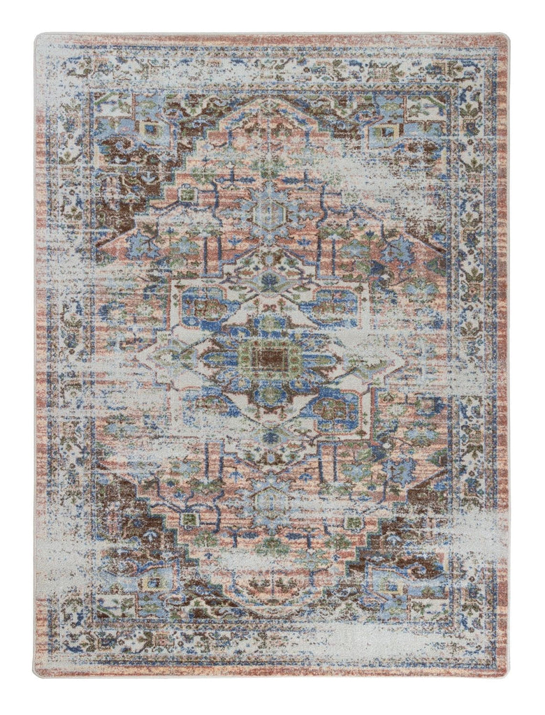 Persia Pastel Distressed Area Rug Corner Detail - Made in the USA - Your Western Decor, LLC