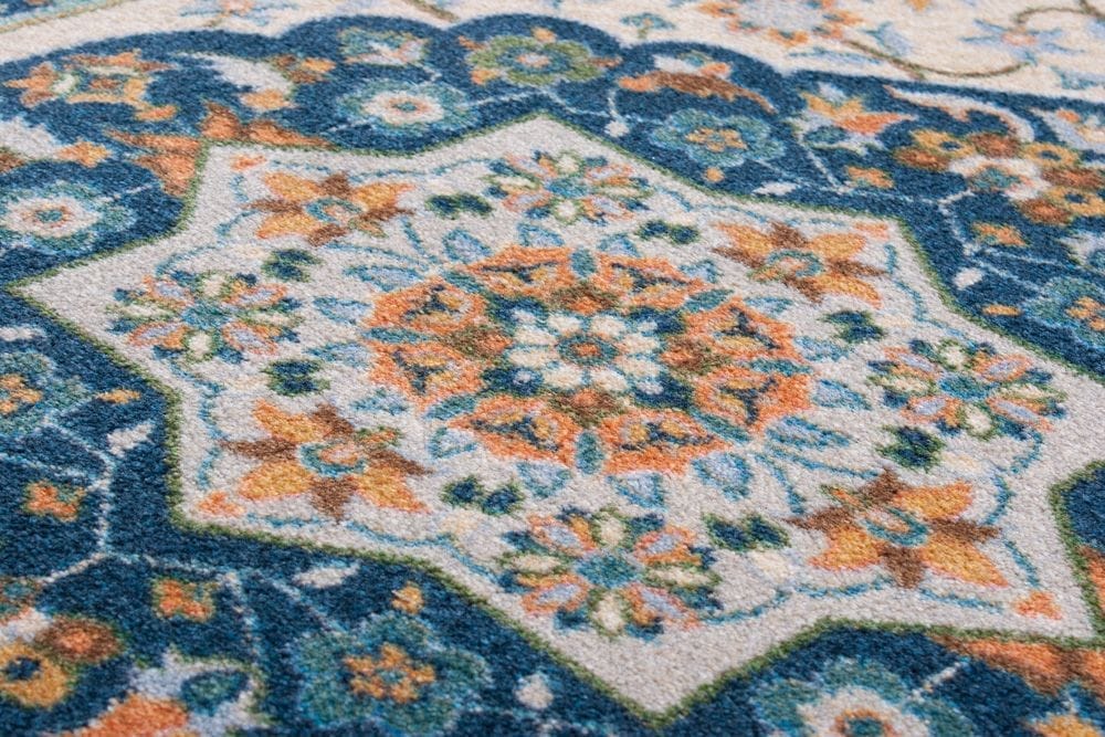 Persian Worn Navy Carpet Detail - Made in the USA - Your Western Decor
