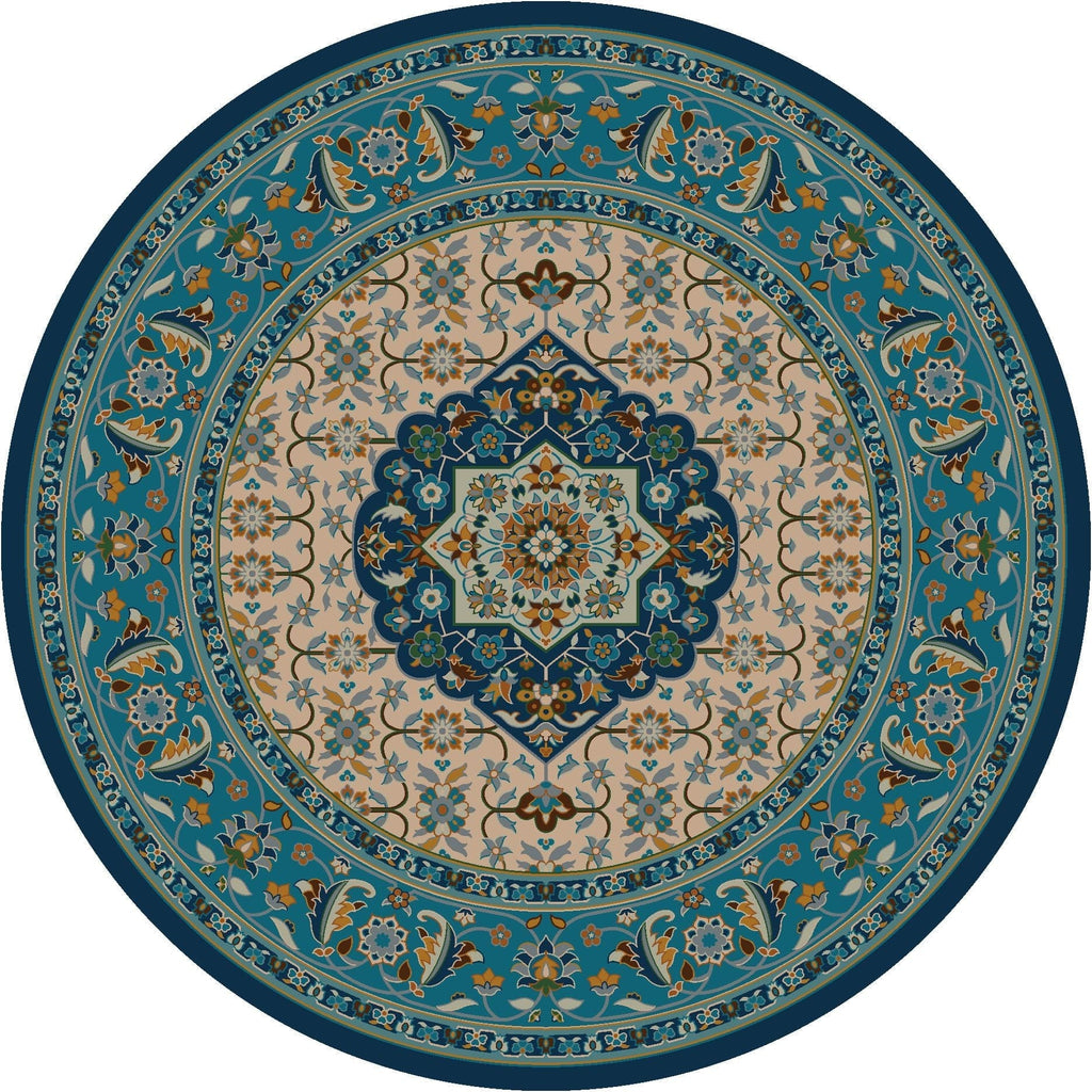 Persian worn navy 8' round area rug made in the USA - Your Western Decor, LLC