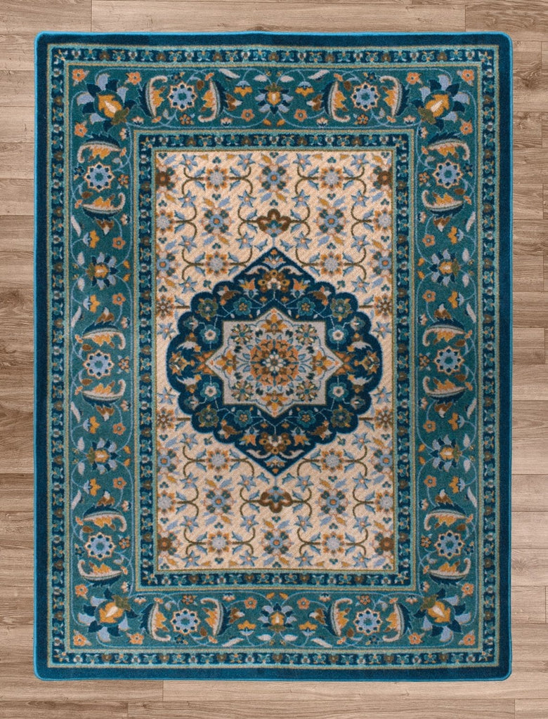 Persian worn navy area rug 8' x 11' - Made in the USA - Your Western Decor, LLC