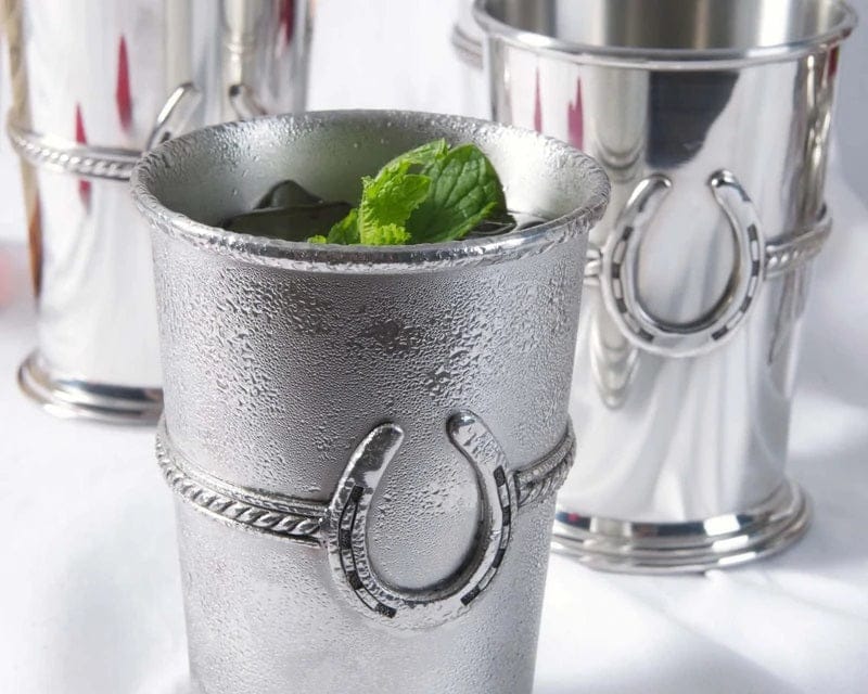 Rope & Horseshoe Pewter Julep Cup - Pure pewter shot glass - Your Western Decor