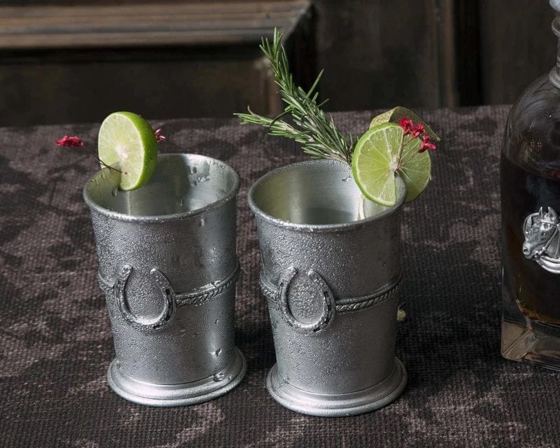 Rope & Horseshoe Pewter Julep Cup - Pewter Drinkware - Your Western Decor