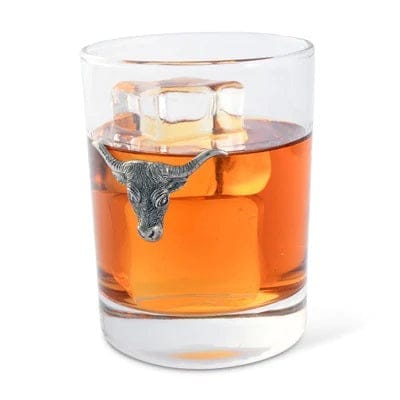 Pewter Steer Head Double Old Fashion Bar Glass - Your Western Decor