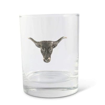 Pewter Steer Head Double Old Fashion Glass - Your Western Decor