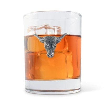 Pewter Steer Head Double Old Fashioned Glass - Your Western Decor