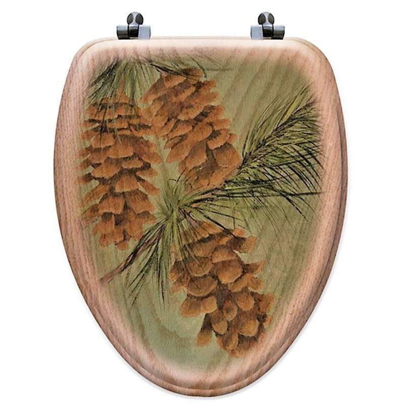 Pine Cone Art Oak Toilet Seat Elongated - Your Western Decor, LLC