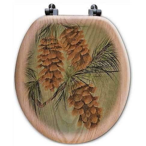 Pine Cone Art Oak Toilet Seat Round - Your Western Decor, LLC