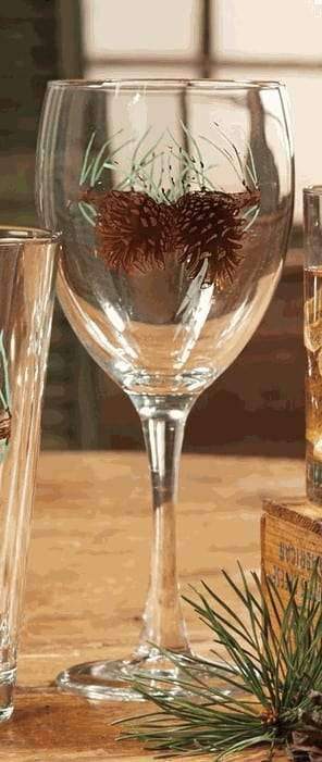 Pine Cone Printed Wine Glasses. Your Western Decor