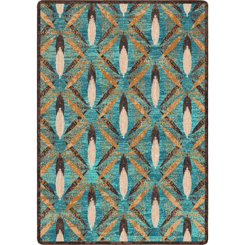 Plumas Turquoise Feathered Area Rug made in the USA - Your Western Decor