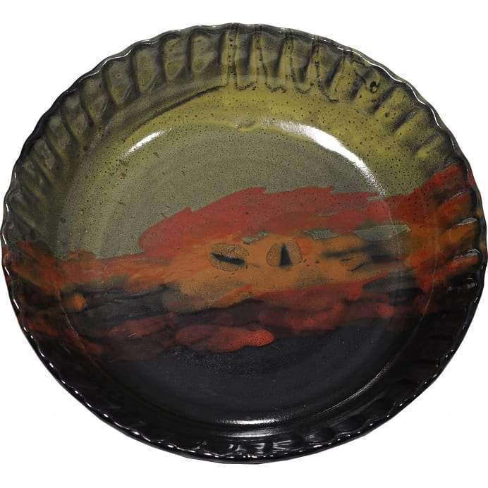Glazed pottery fluted pie pan - Handmade in the USA - Your Western Decor. 