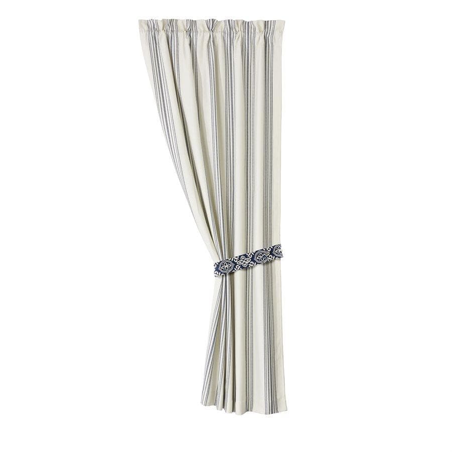 Prescott white and navy striped curtains - Your Western Decor