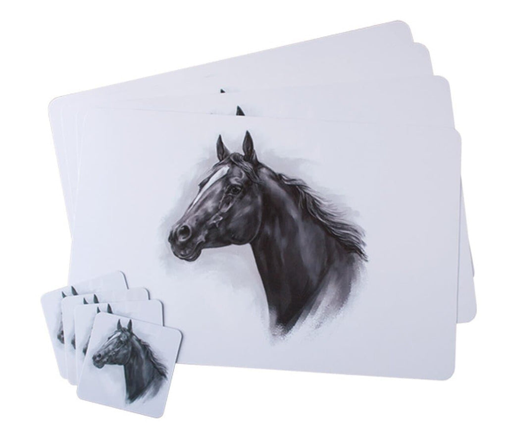 reversilbe plastic placemats and coasters with Quarter Horse image. Your Western Decor