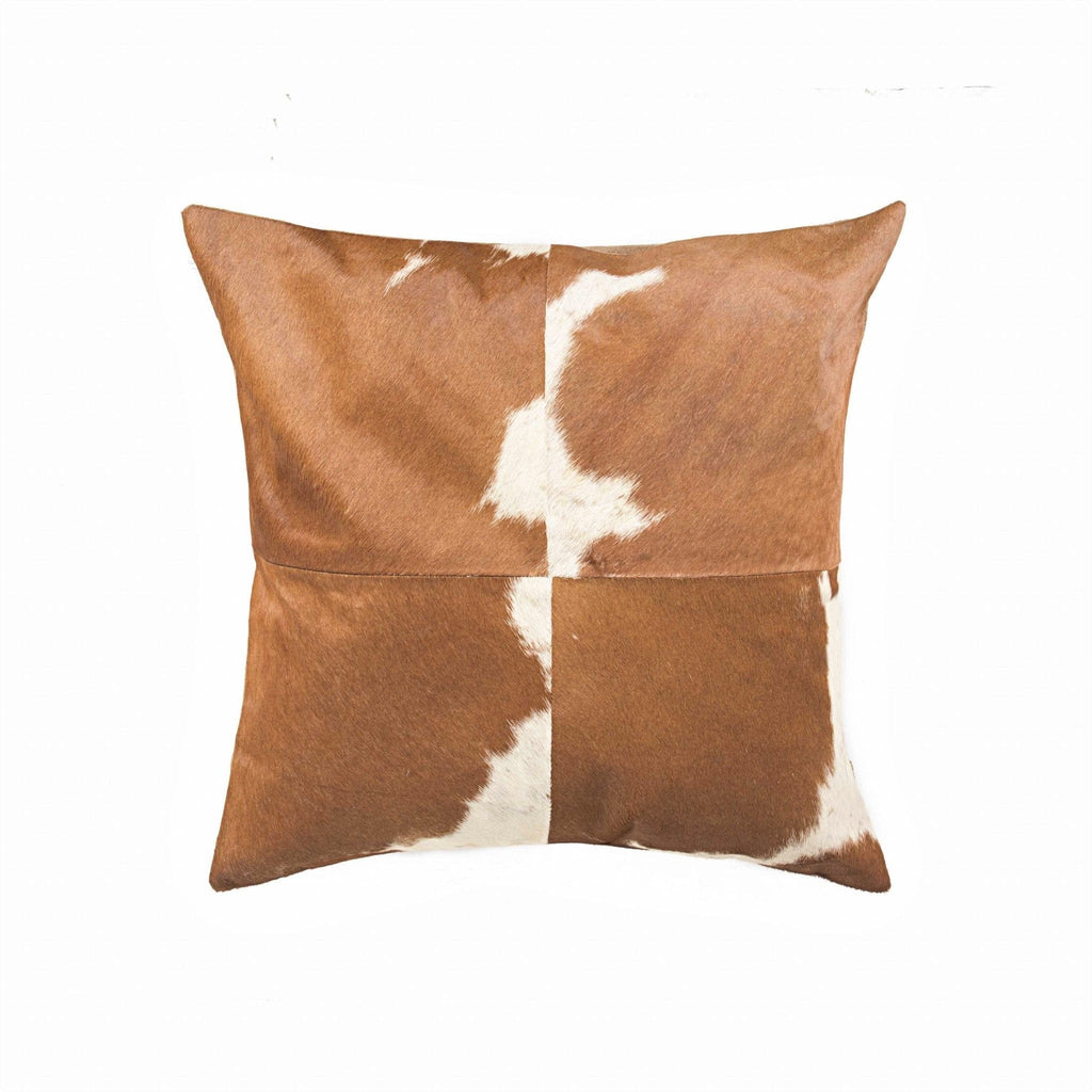 Cuatro Panel Tan & White Cowhide Pillow - Your Western Decor, LLC