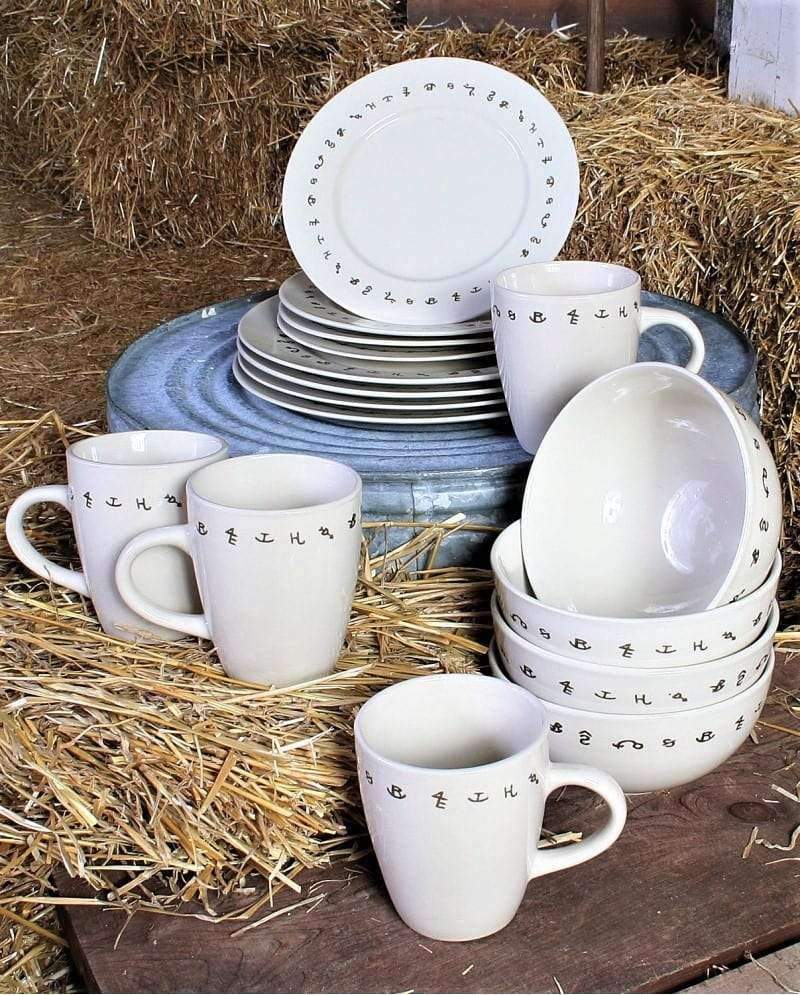 Ranch brands printed off-white dinnerware set. Your Western Decor