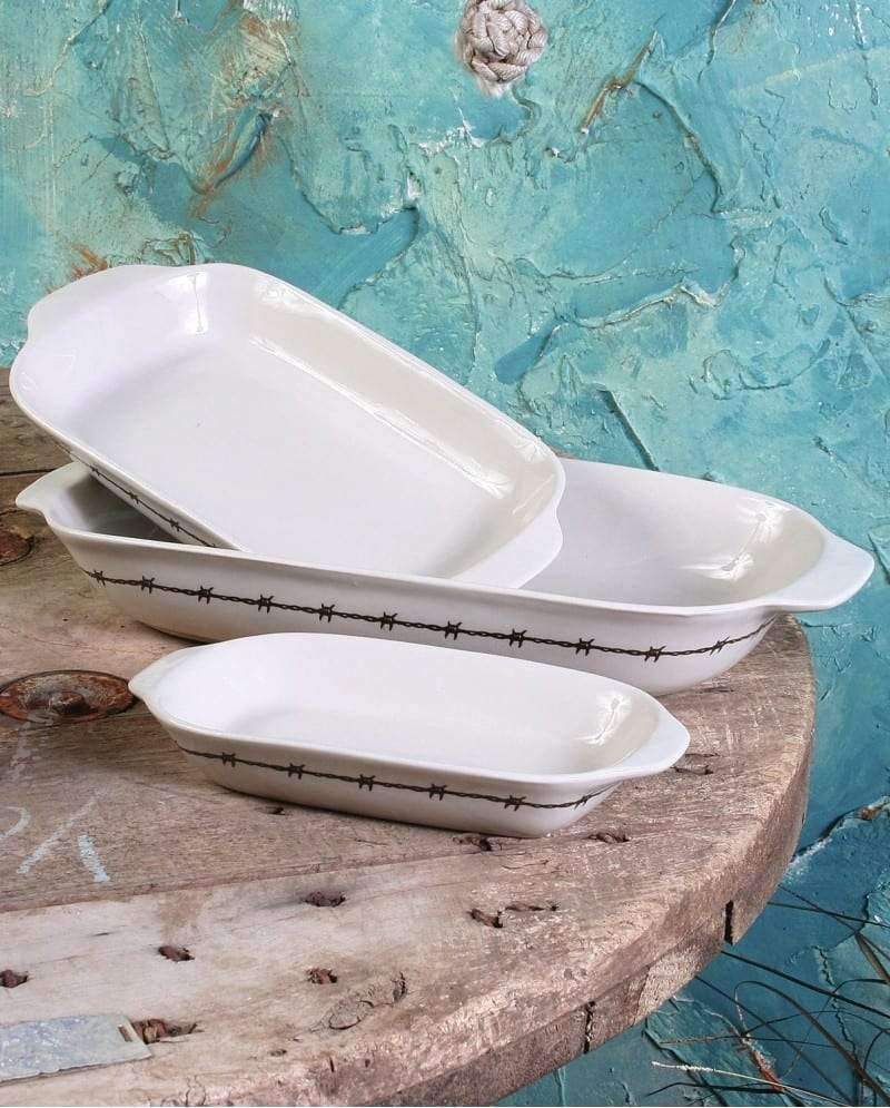 barbed wire painted casserole dishes 3 pc set