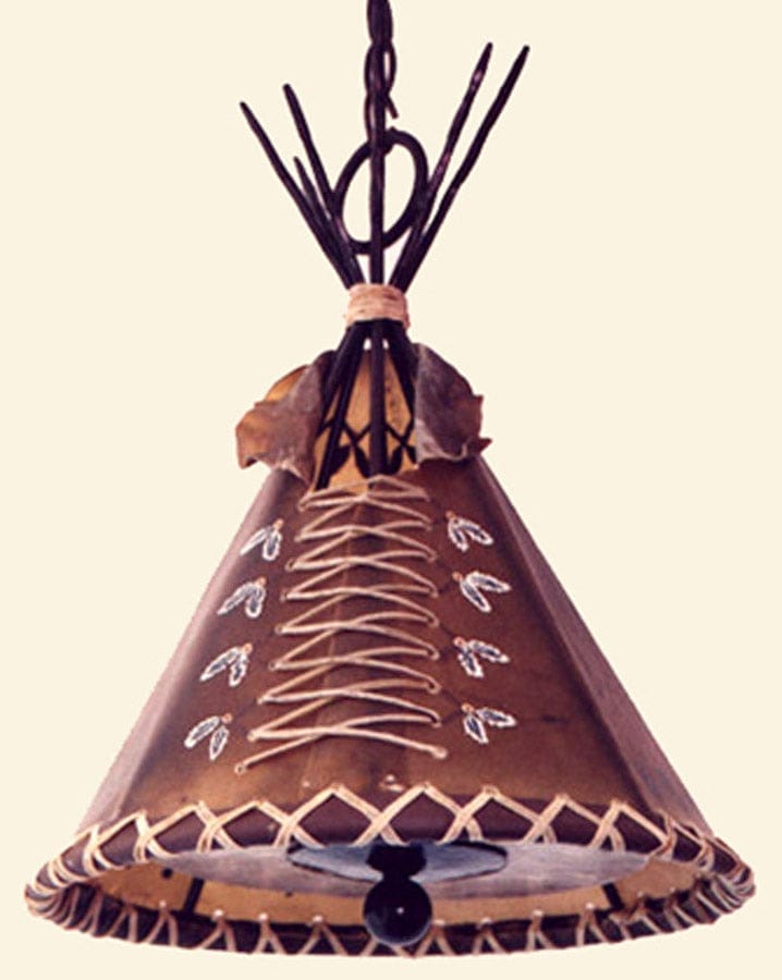 Rawhide teepee pendant light fixture handmade to order in the USA - Your Western Decor