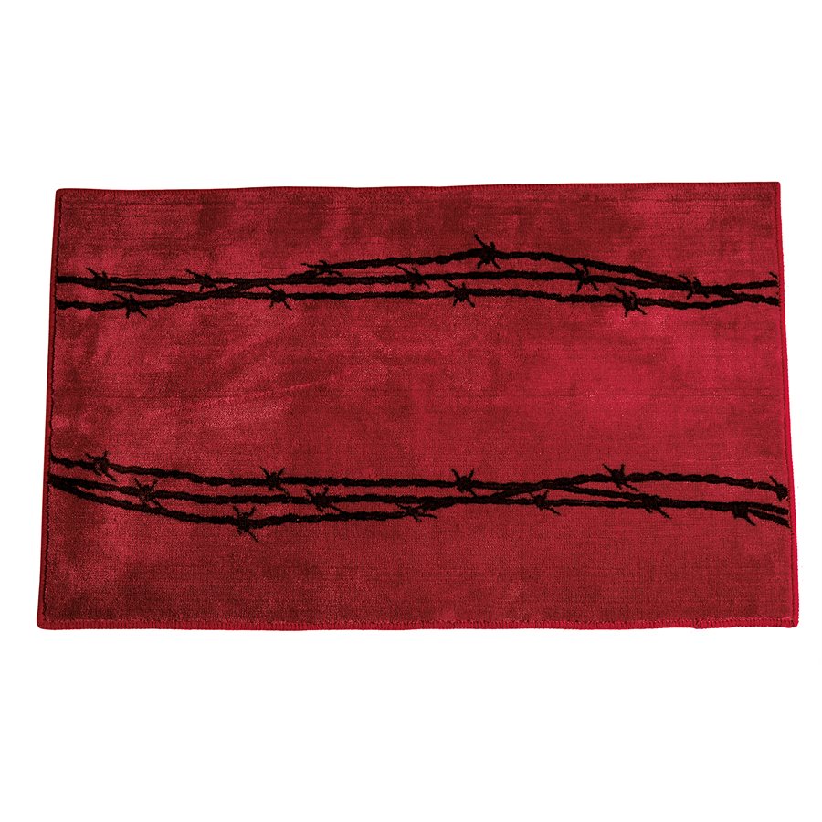Red barbed wire accent rug - Your Western Decor