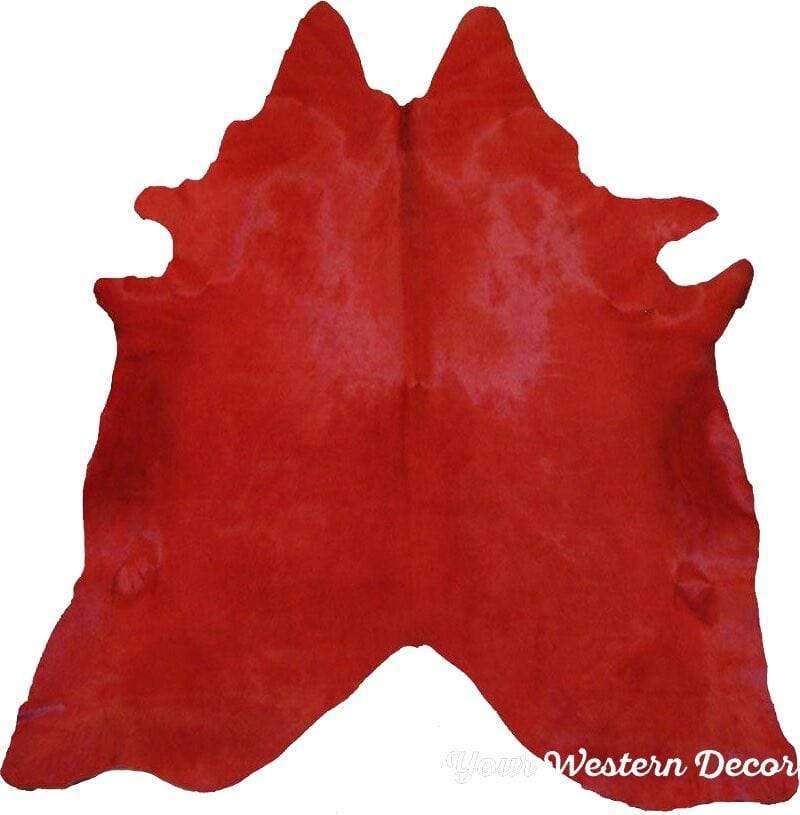 Brazilian red dyed cowhide rug. Free shipping. Your Western Decor