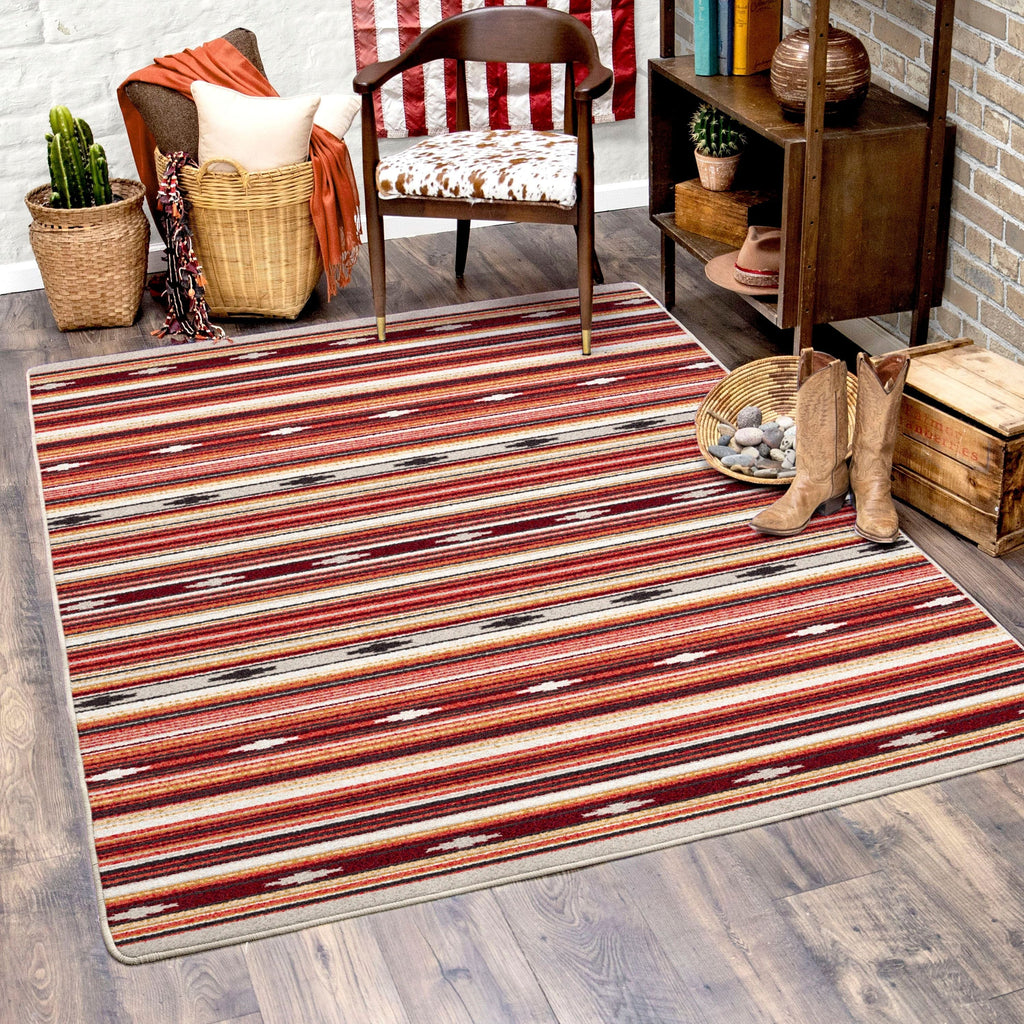 Remington Multi Red Stripe Area Rugs made in the USA - Your Western Decor