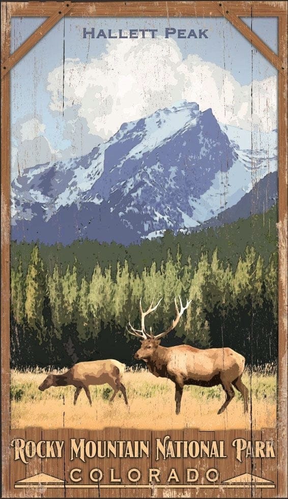 Rocky Mountain National Park Colorado - Hallett Peak Sign - Your Western Decor & Design, LLC