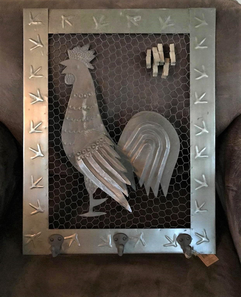 Metal rooster wall decor with hooks - Your Western Decor, LLC