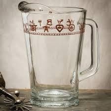 Western glass pitcher with rope and brands - Made in the USA - Your Western Decor