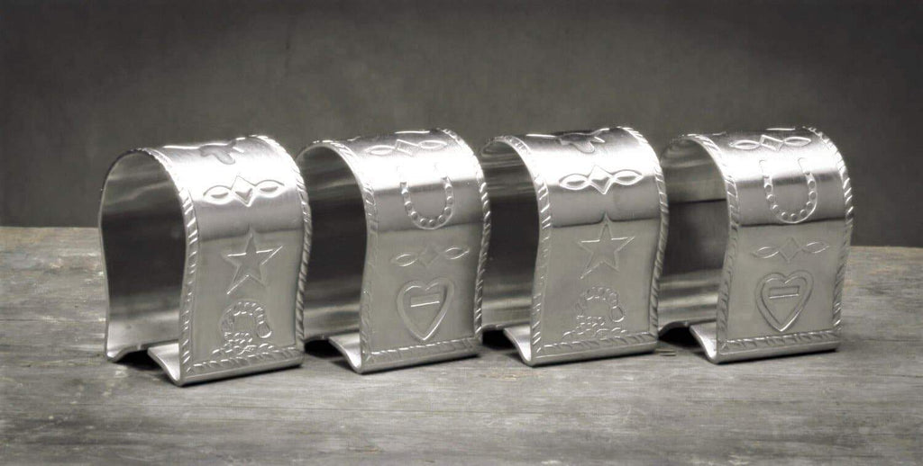 4 piece stainless engraved brands western napkin rings. Your Western Decor