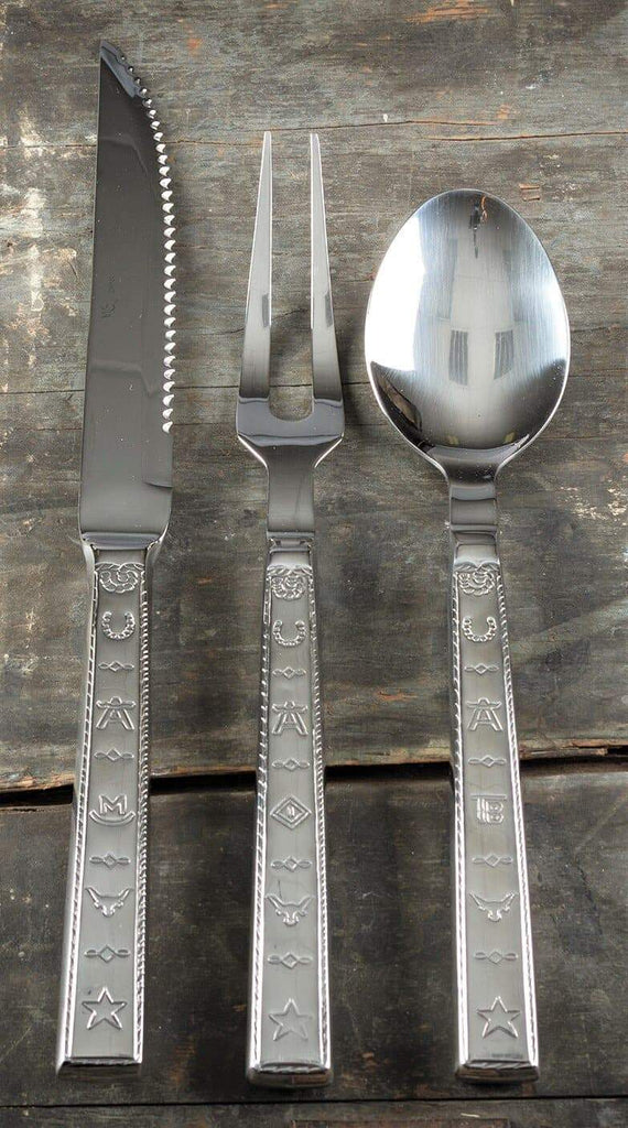 Stainless engraved brands 3 piece serving set. Your Western Decor