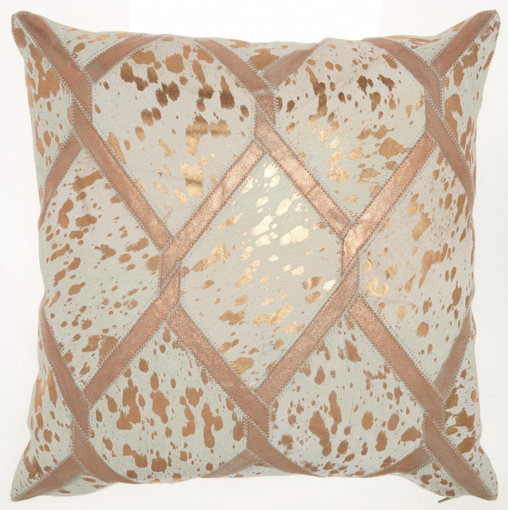 Rose Gold Metallic Cowhide Pillow - Your Western Decor