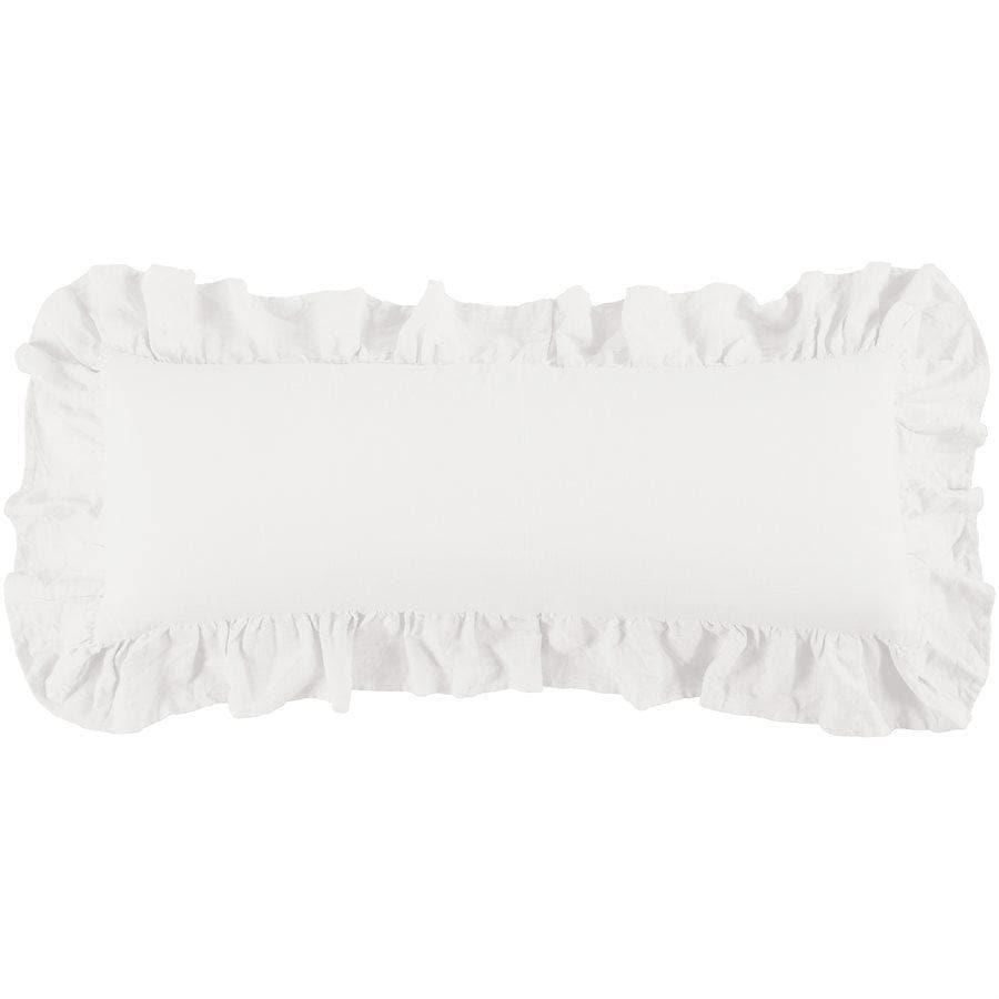 White linen ruffled body pillow. Your Western Decor