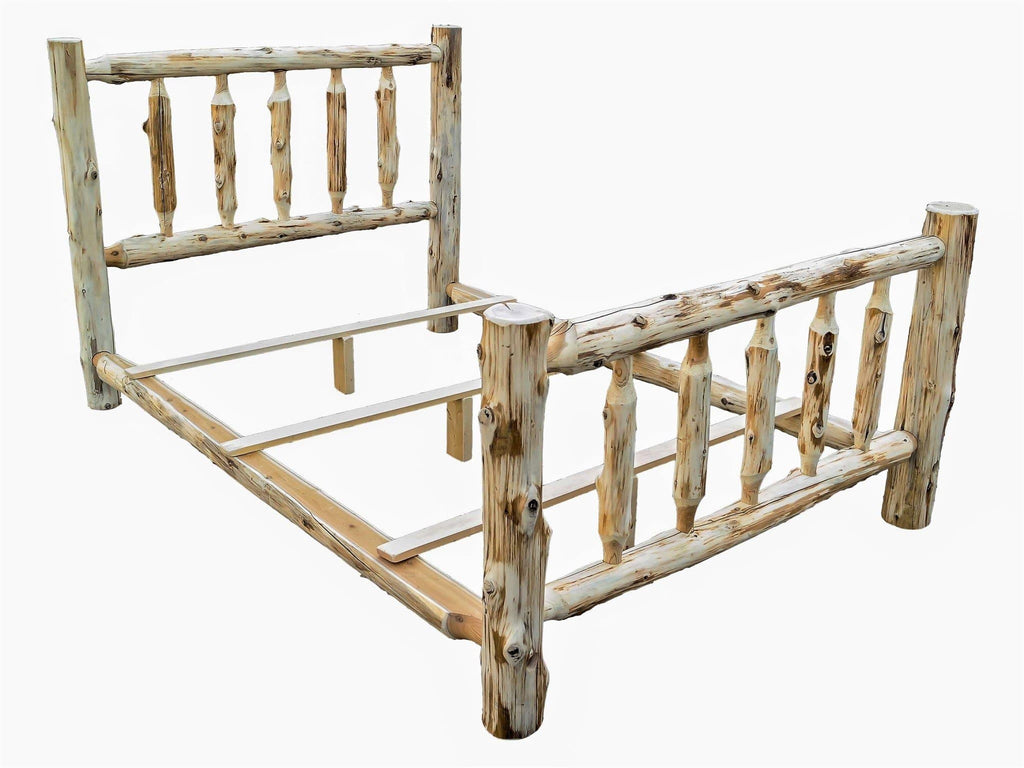 Rustic cedar log king bed. Made in the USA. Your Western Decor