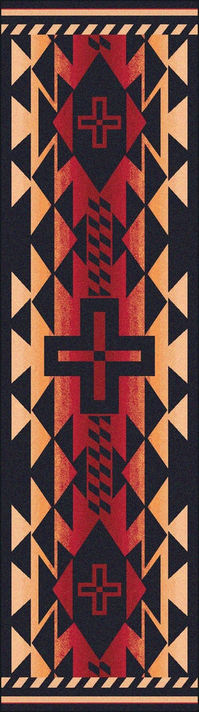 Rustic Cross Southwest Floor Runner Burnt Red - Made in the USA - Your Western Decor