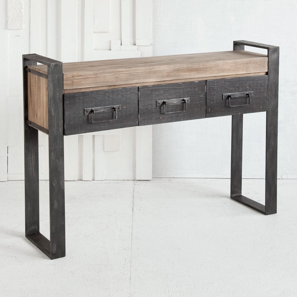 Rustic industrial wood and metal console table - Your Western Decor