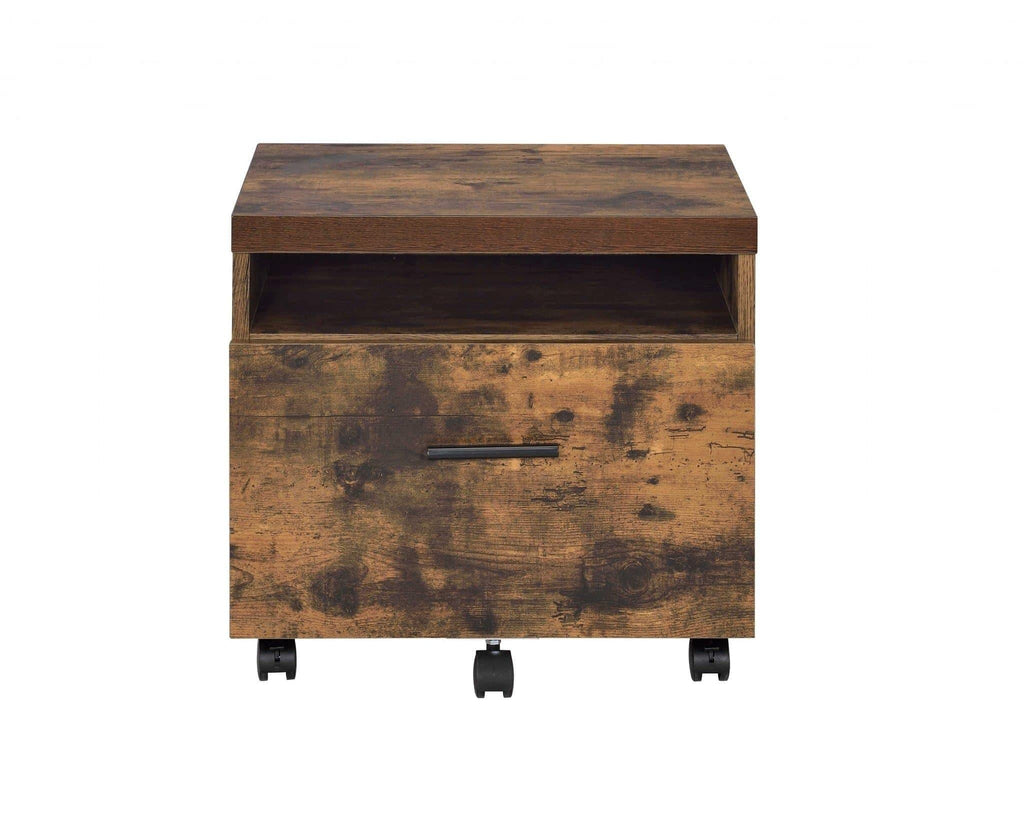 Weathered oak rolling single drawer file cabinet. Your Western Decor