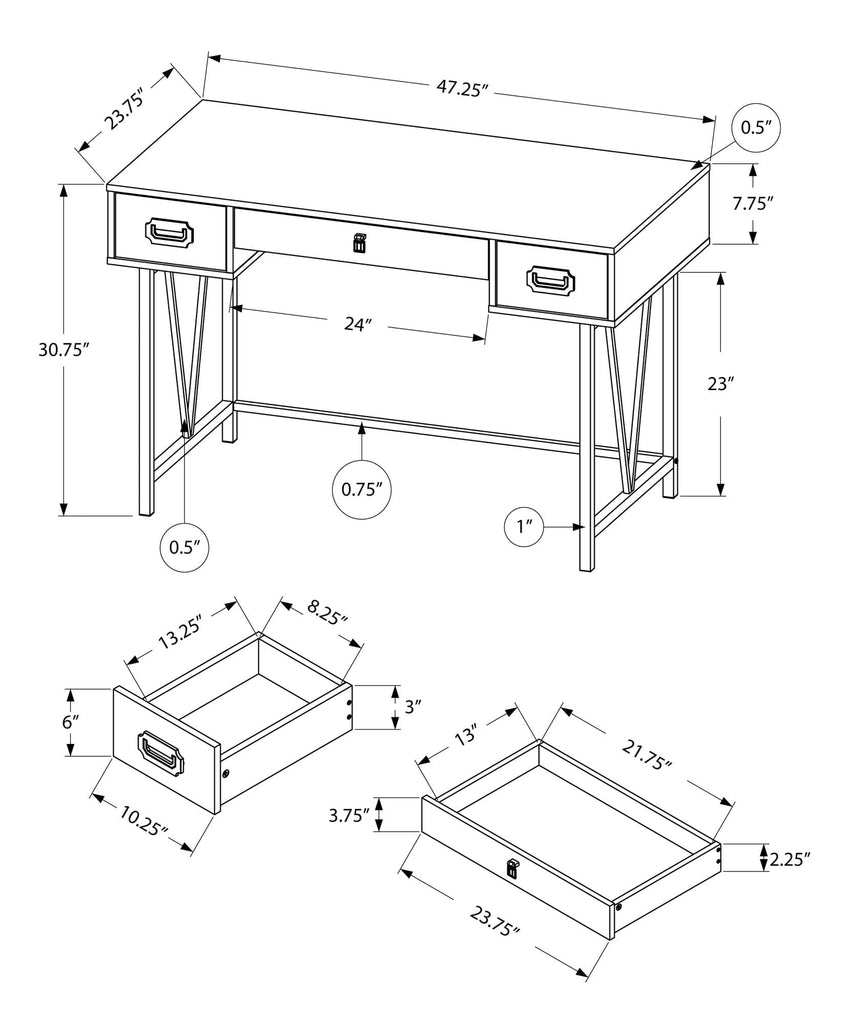 Wood and metal desk diagram. Free shipipng. Your Western Decor