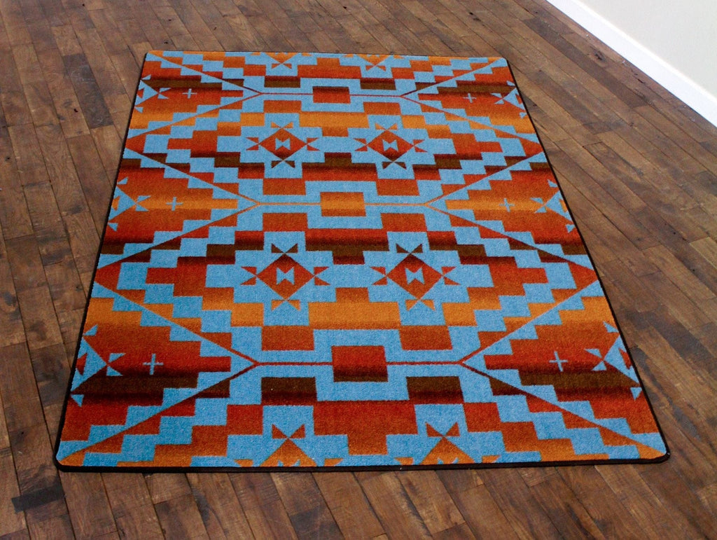 Turquoise blue, red, orange Sacred Trails Southwestern Rugs - Made in the USA - Your Western Decor